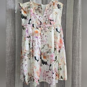 Floral Mini Dress with deep v-cut